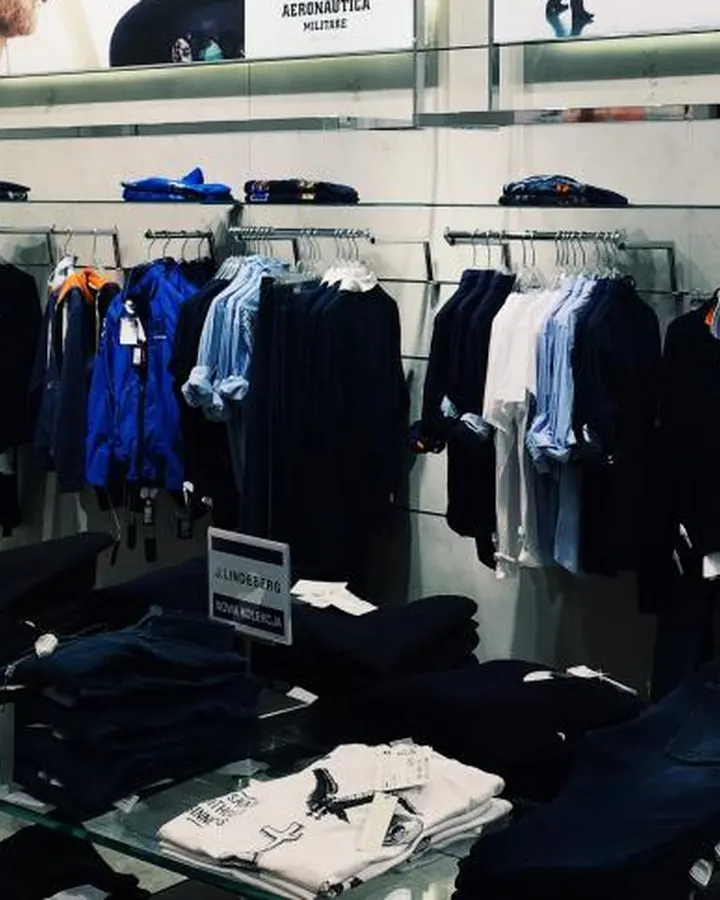 Clothing rails in a fashion store